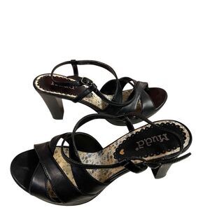 MUDD Women’s Strappy Chunky Heel Sandals Black Size 8.5 Original Box Y2K